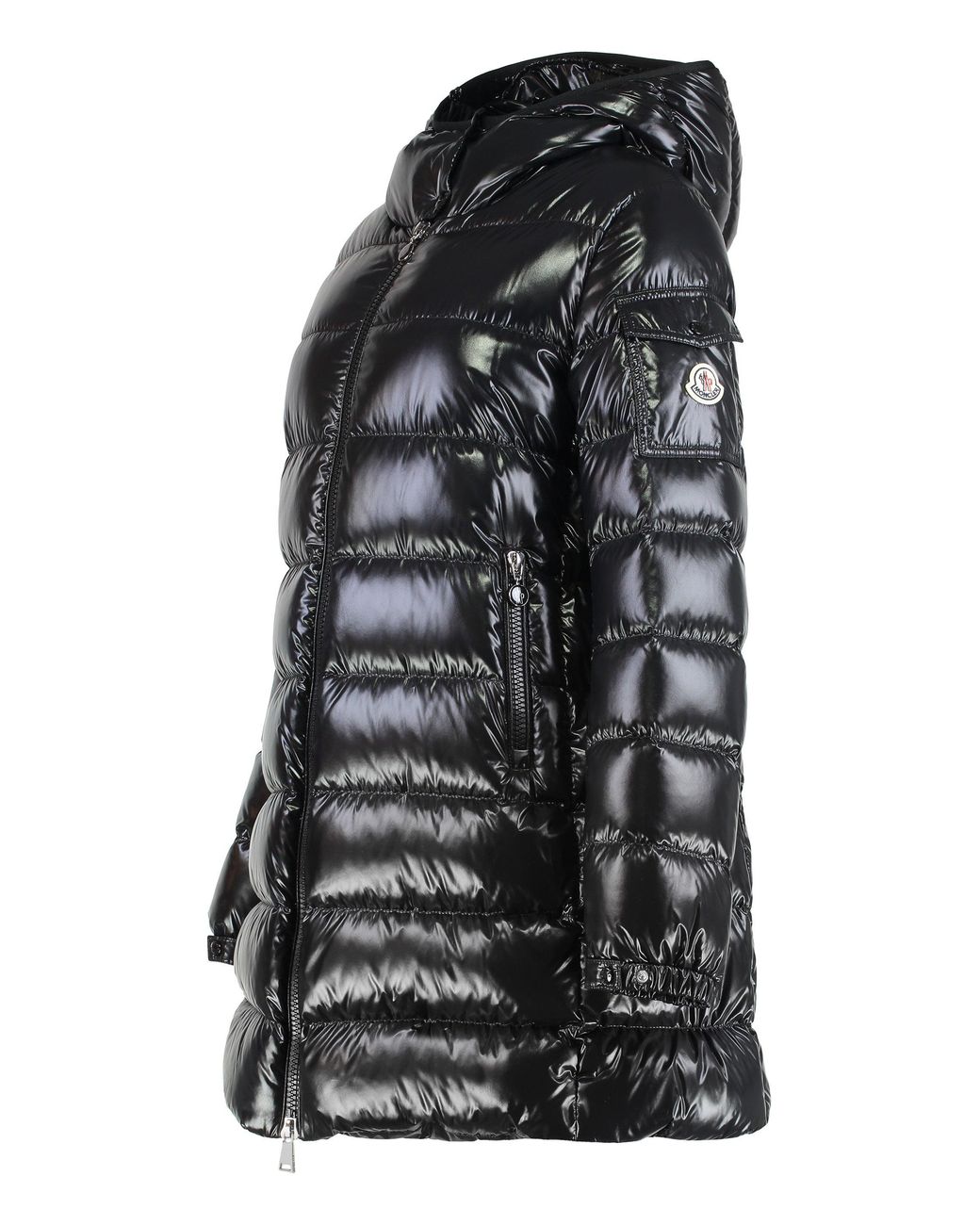 Piumino midi Courcelles con cappuccio di Moncler in Black
