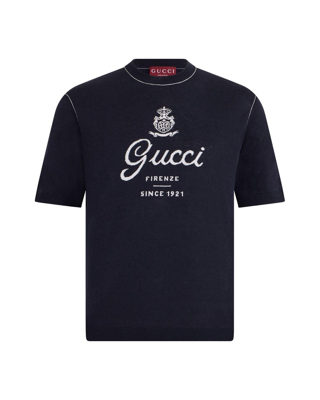 Gucci Blue Wool Sweater With Short Sleeves for men