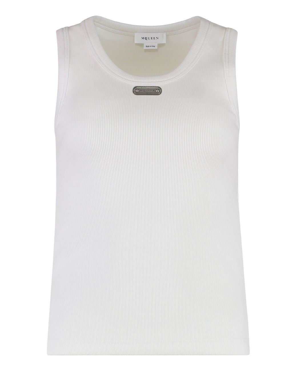 McQueen White Cotton Tank Top