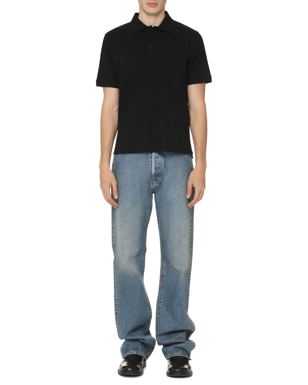 Saint Laurent Black Polo Pique T-Shirt for men