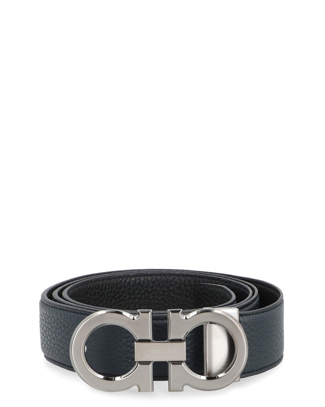 Ferragamo Black Gancini Reversible Leather Belt for men