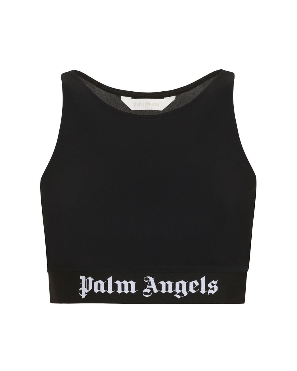 Palm Angels Black Technical Fabric Crop Top Elastane