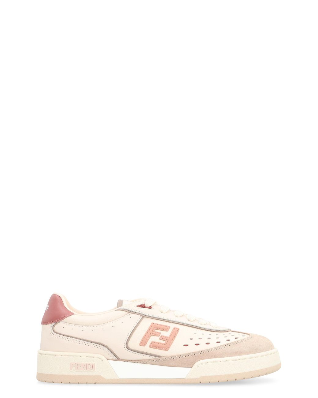 Fendi Pink Match Leather Low-Top Sneakers