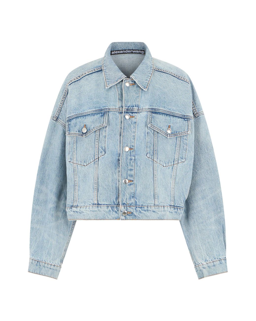 Alexander Wang Blue Denim Jacket Cropped Cotton