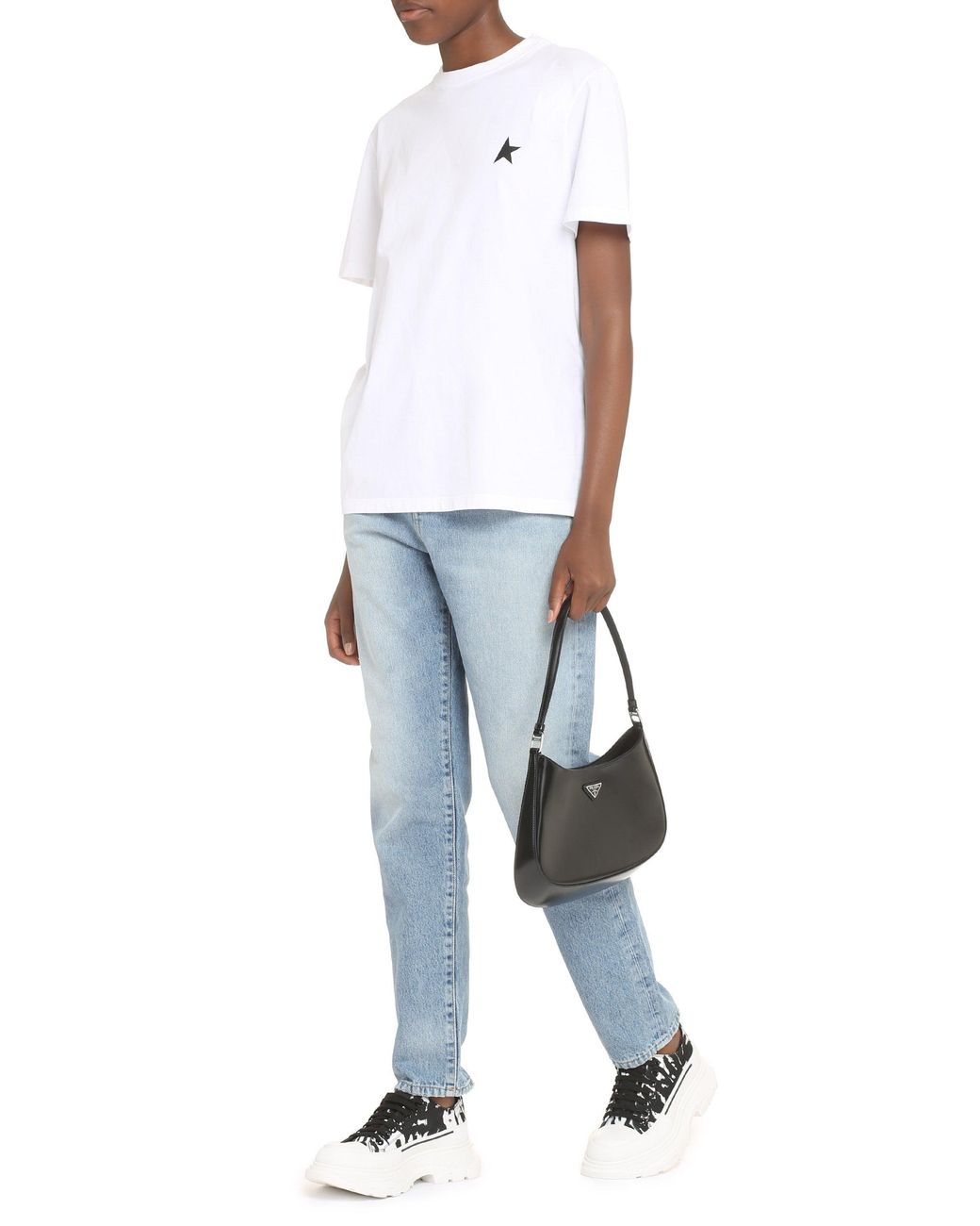 Golden Goose Deluxe Brand White Logo Print Cotton T Shirt