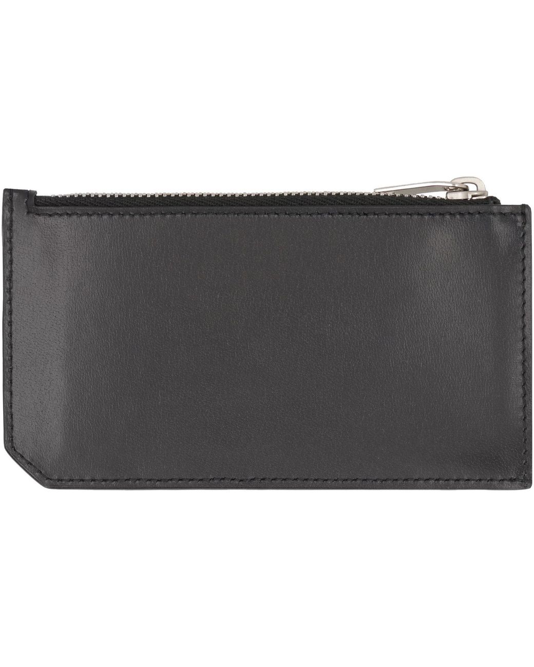 Saint Laurent Gray Smooth Leather Card Holder for men