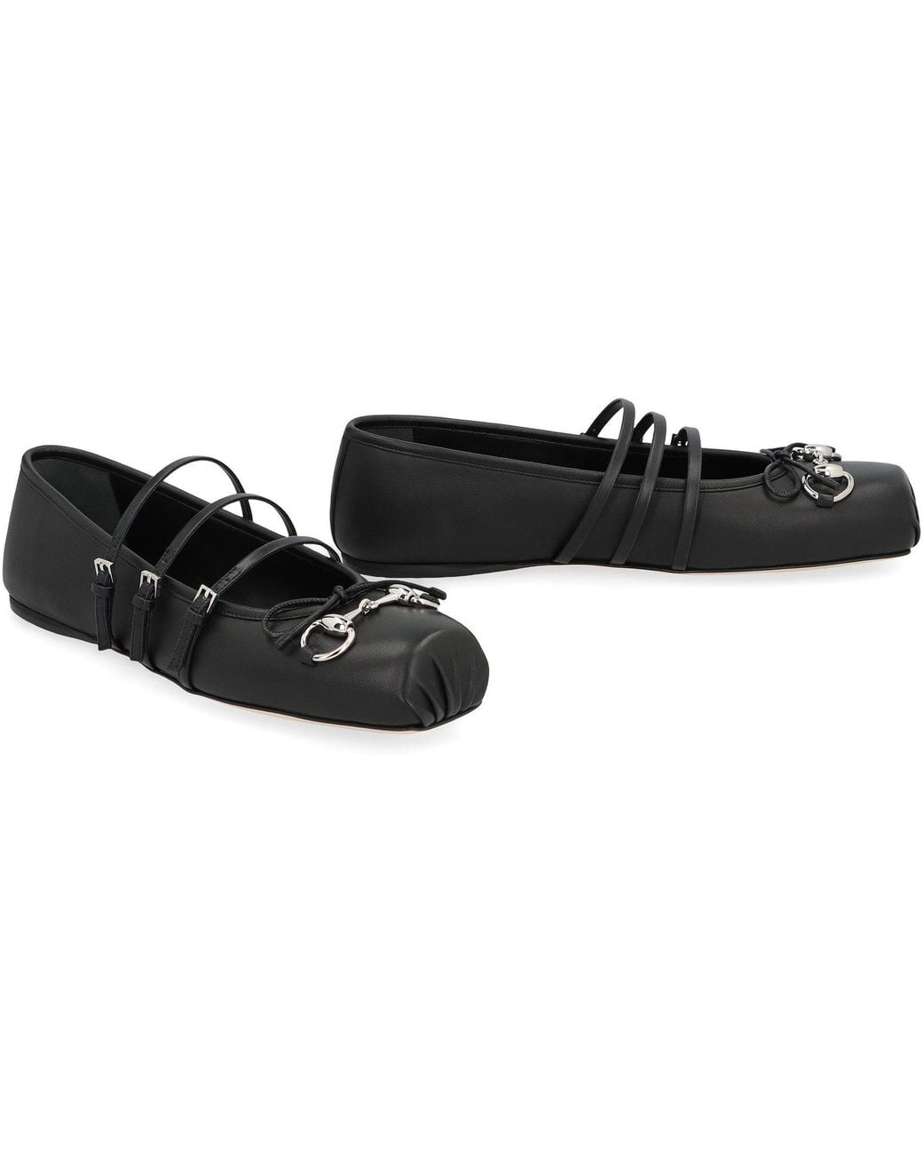 Gucci Black Horsebit Leather Flat