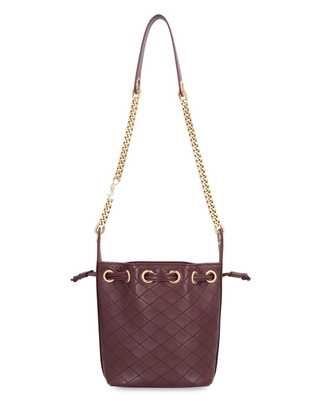 Saint Laurent White Cassandre Leather Bucket Bag