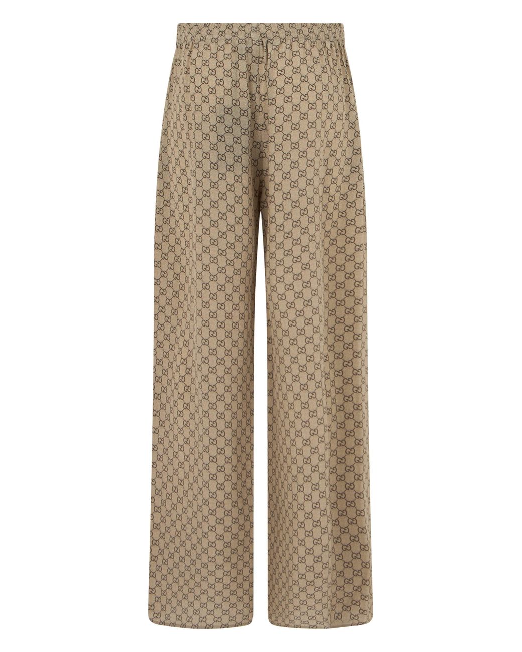 Gucci Natural Loose Silk Crepe Trousers