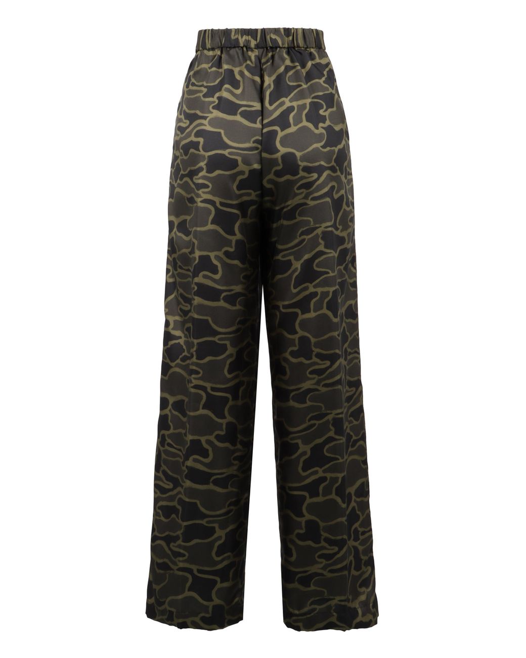 Aspesi Gray Camouflage Printed Silk Pants Straight Trousers