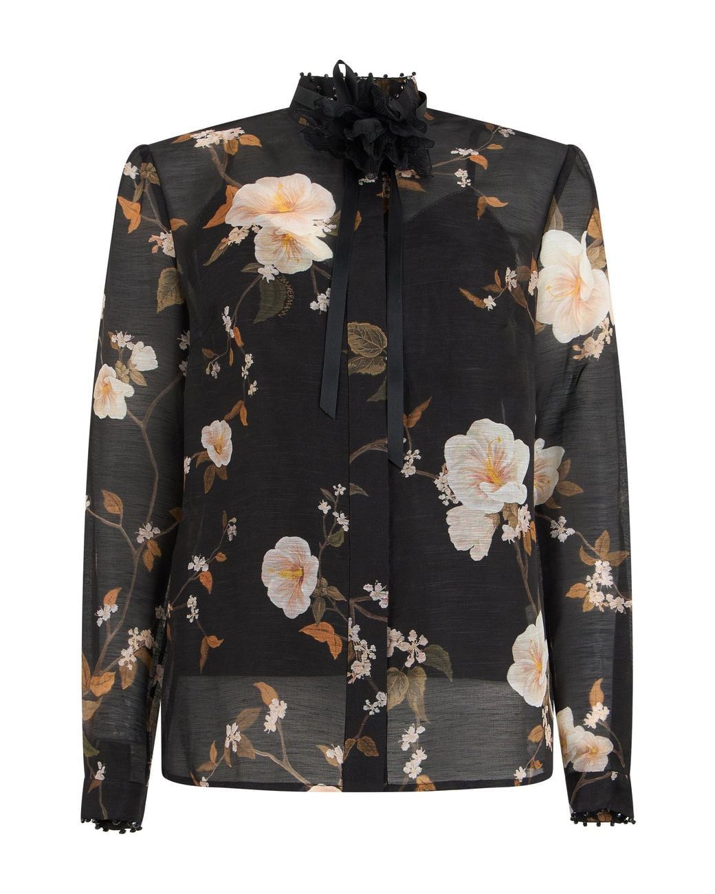 Zimmermann Black Blouse With Floral Pattern
