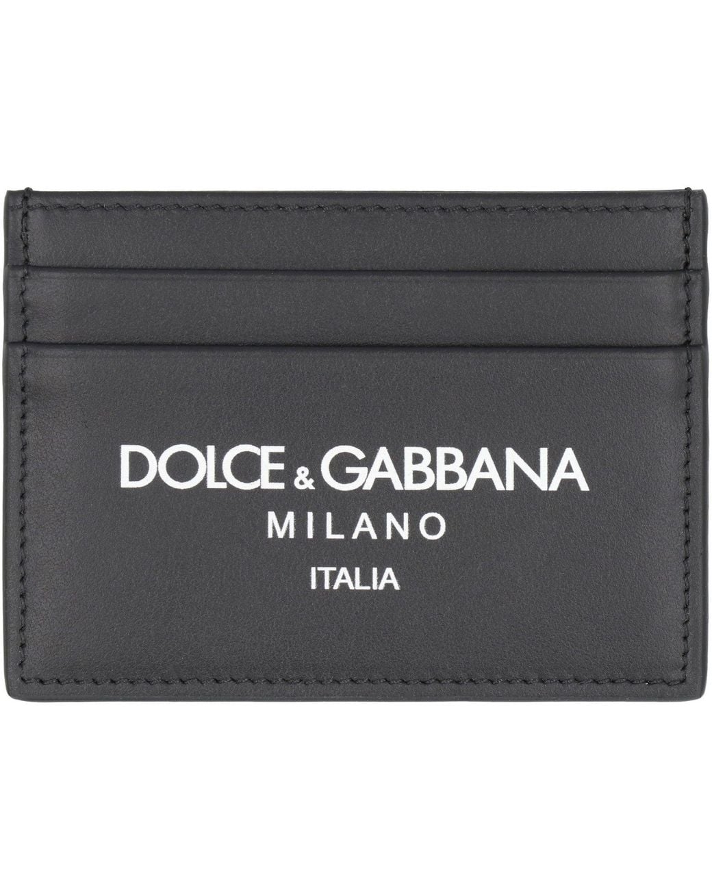 Dolce & Gabbana Black Leather Card Holder Calf Wallets & Cardholders for men
