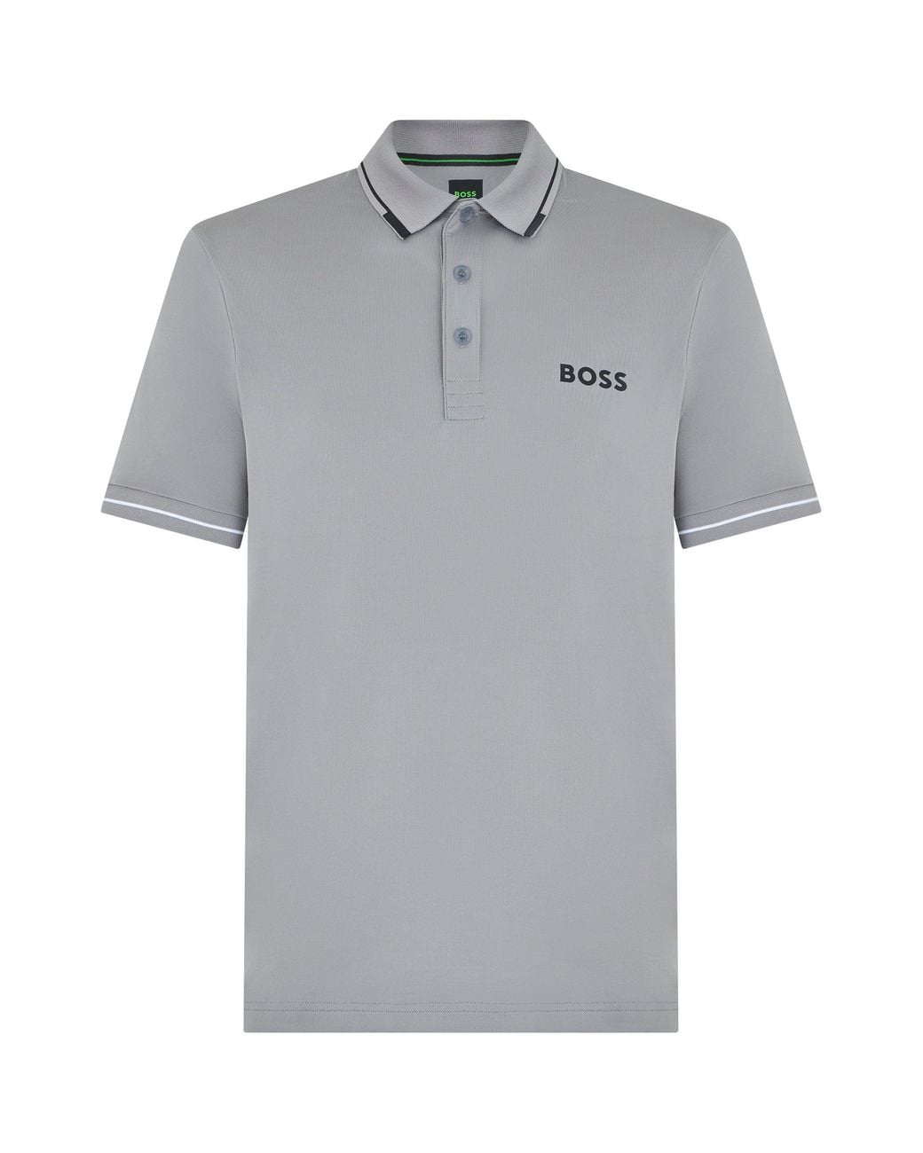 Boss Gray Piqué Cotton Stretch Polo for men