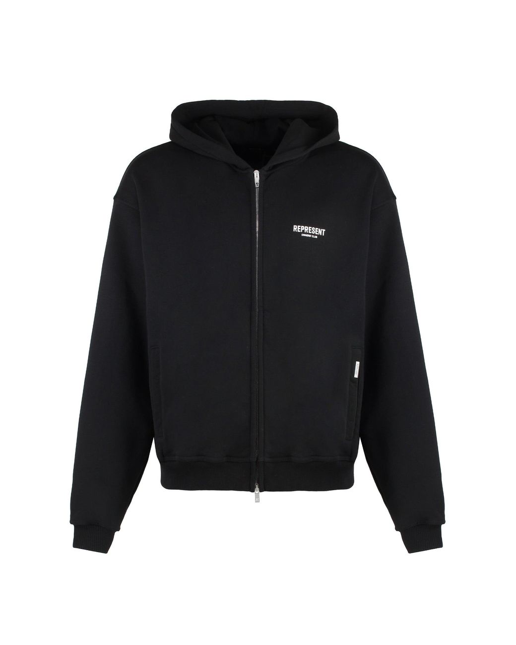 Represent Black Full-Zip Cotton Hoodie for men