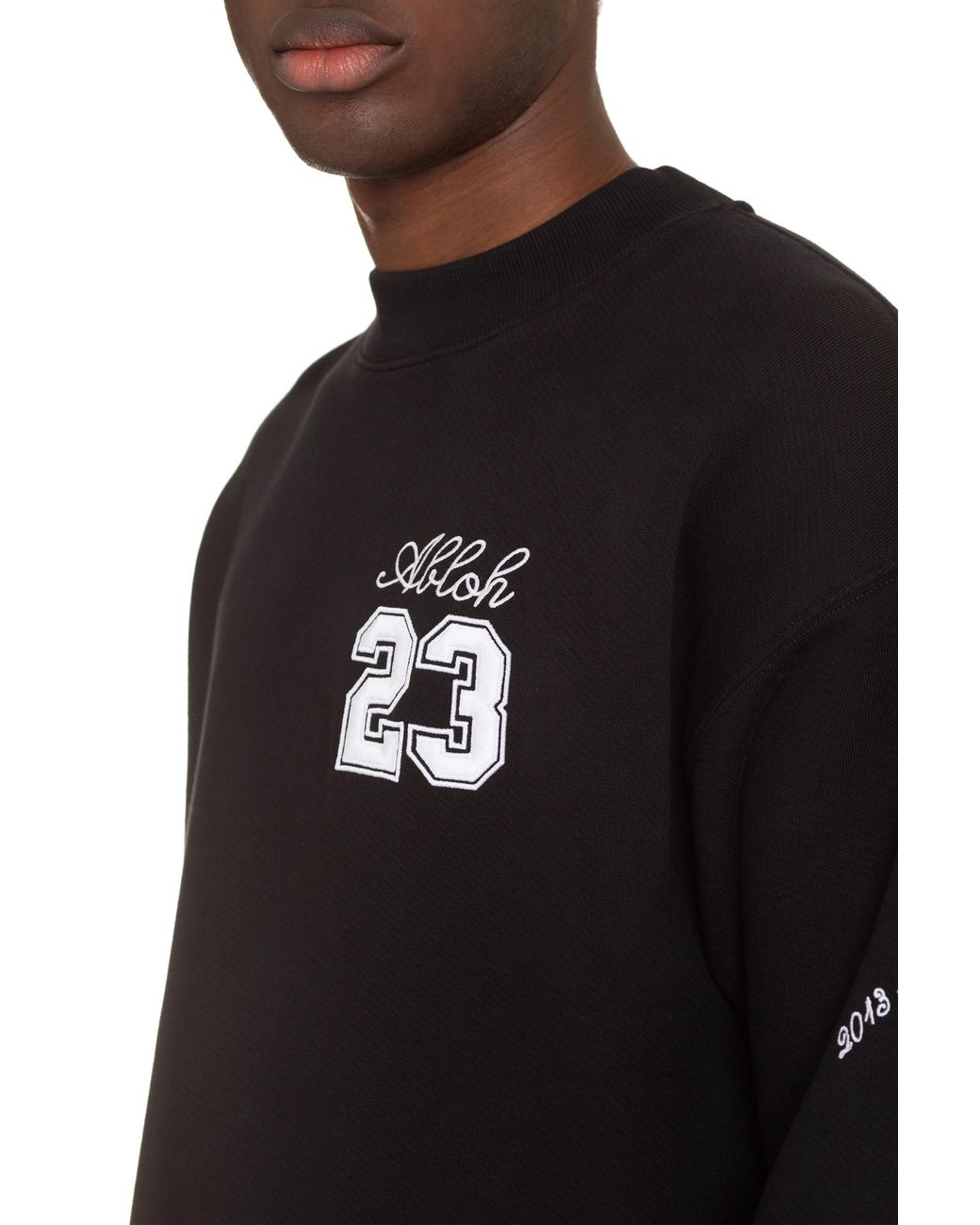 Off-White c/o Virgil Abloh Black Cotton Crew-Neck Sweatshirt General Crocodile Skin Sweatshirts for men