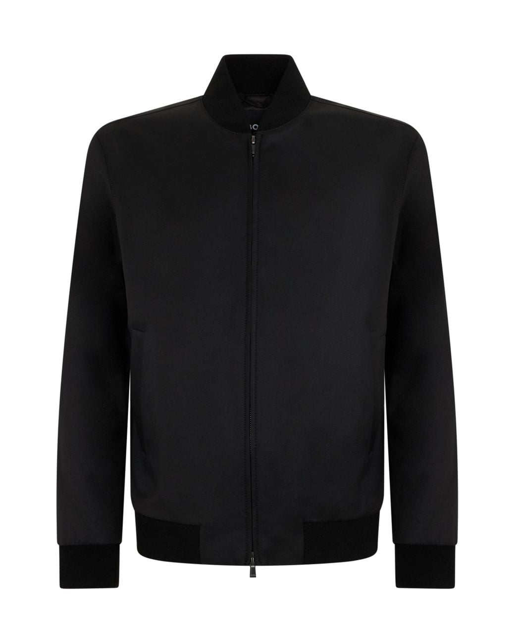 Boss Black Wool Blend Zip Front Bomber Jacket for men