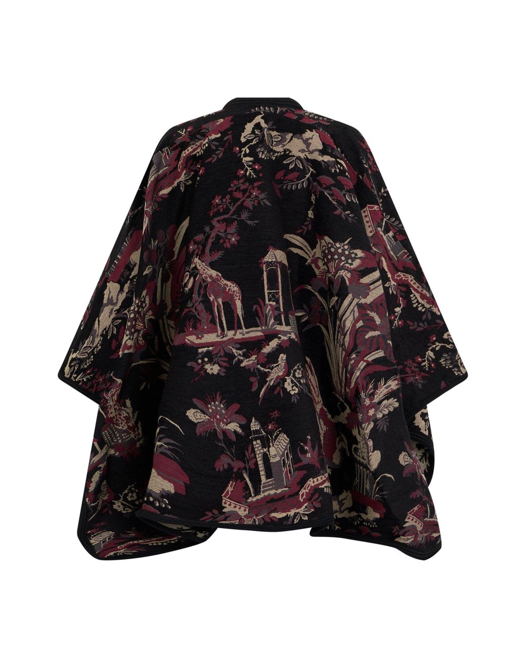 Etro Black Paisley-Pattern Cape With Roomy Draped Fit