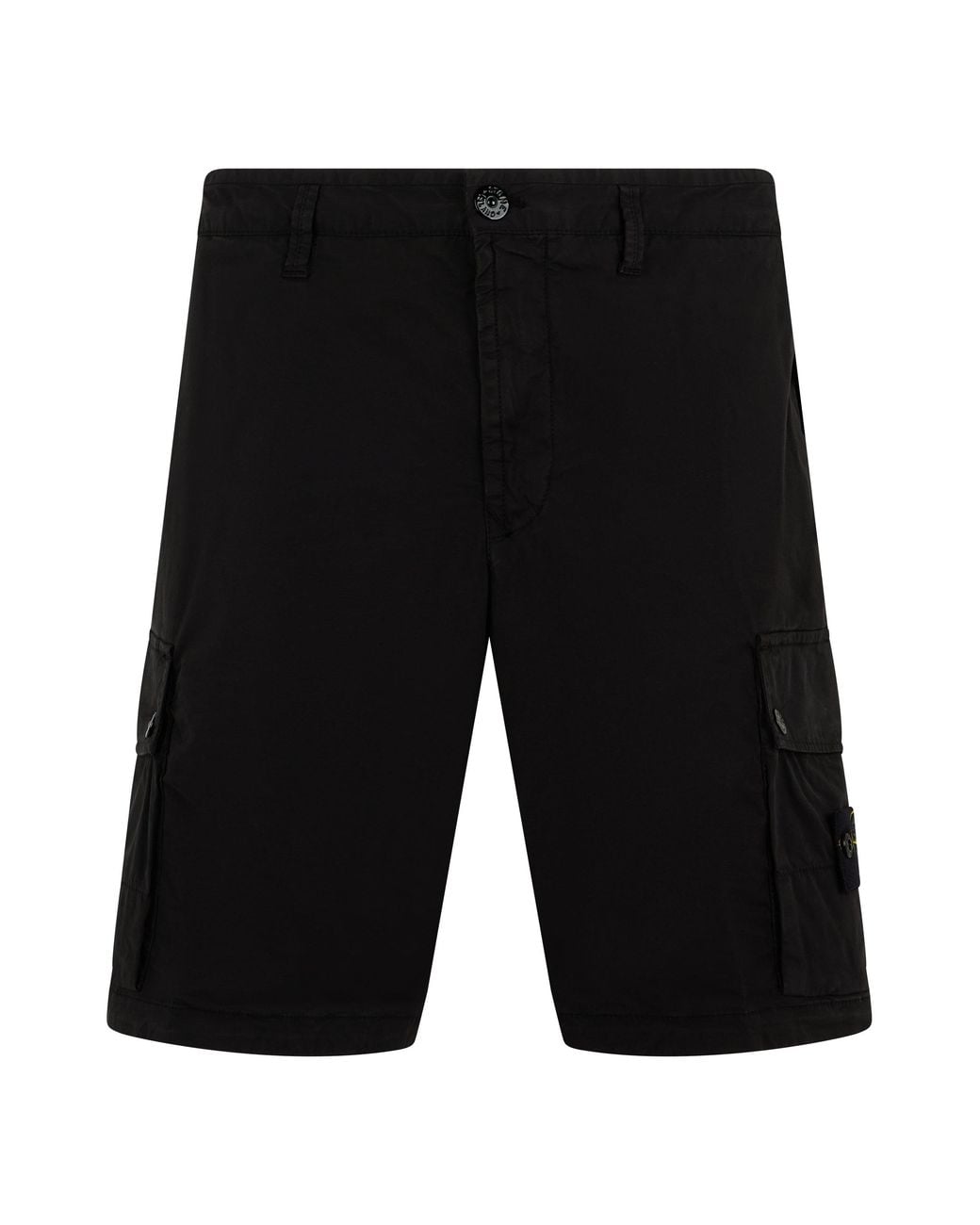 Stone Island Black Cotton Cargo Bermuda for men