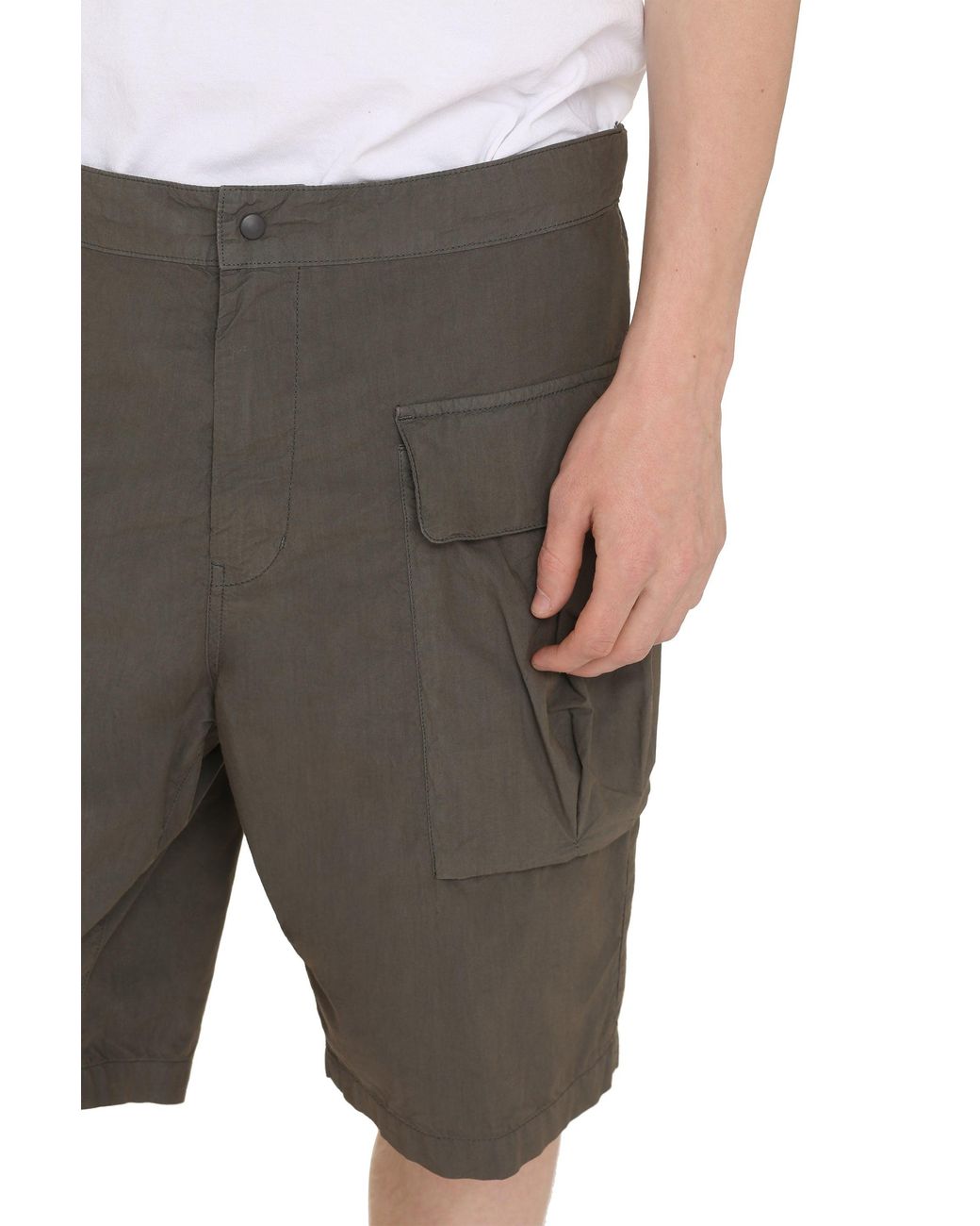 Aspesi Gray Cotton Cargo Bermuda Shorts for men