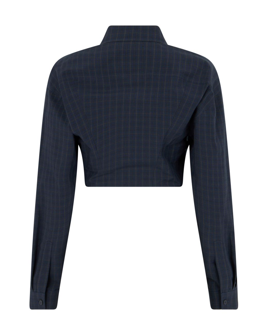 Gucci Blue Checkered Design Cropped Shirt For