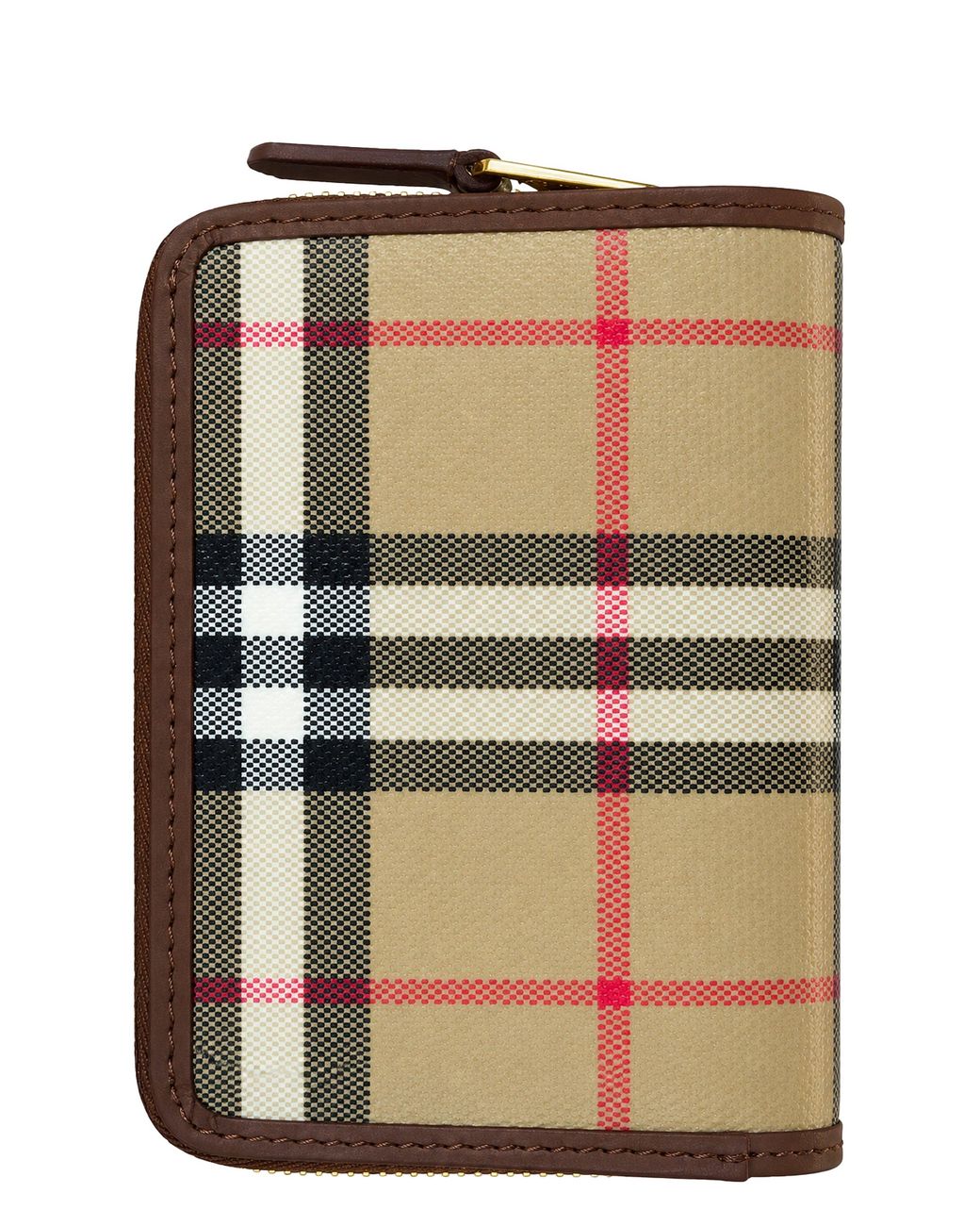 Burberry Green Compact Wallet With Check Pattern