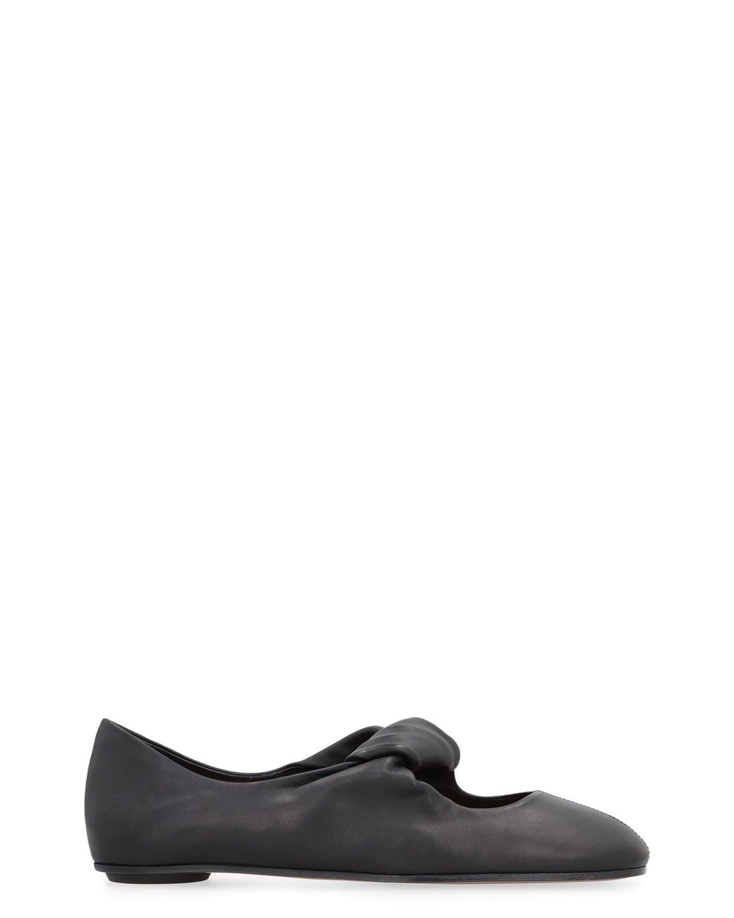 McQueen Black Leather Ballet Flats