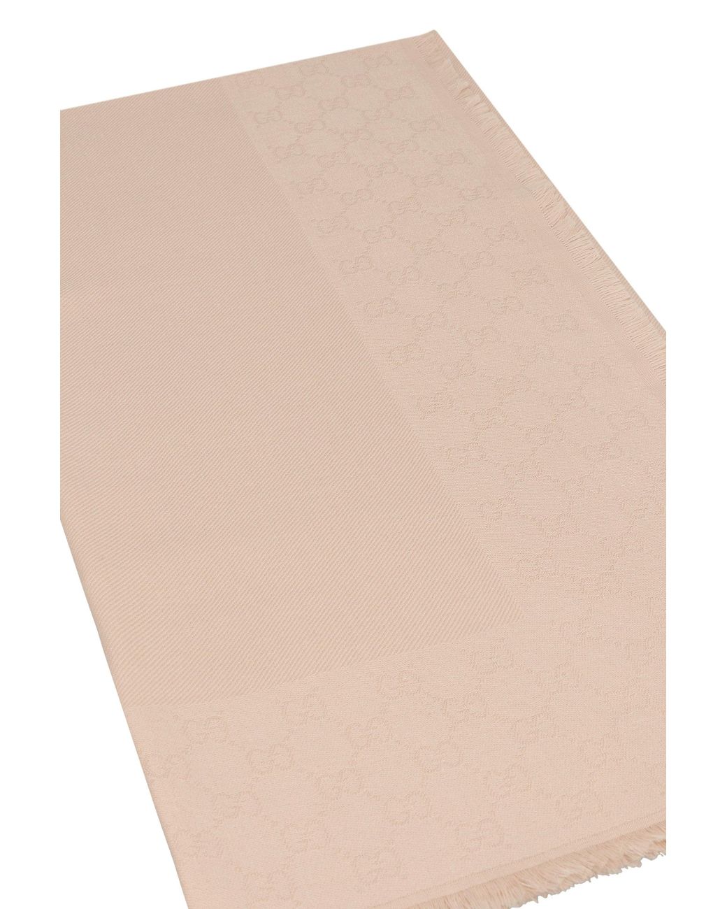 Gucci Natural Shawl Silk-Wool Jacquard Scarf