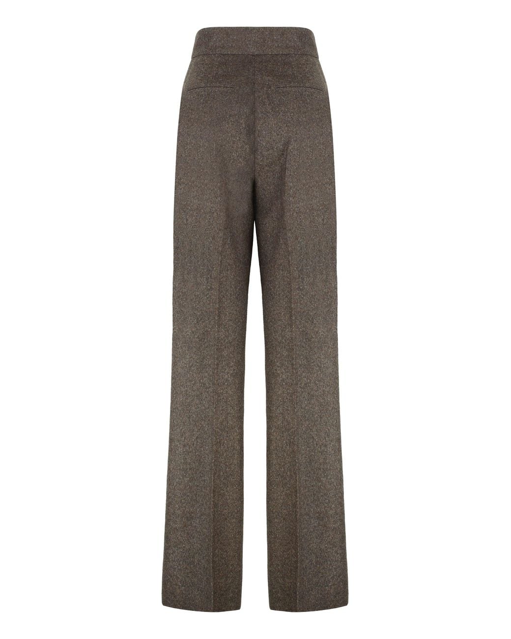 Max Mara Gray Wide-Leg Trousers Wool Virgin