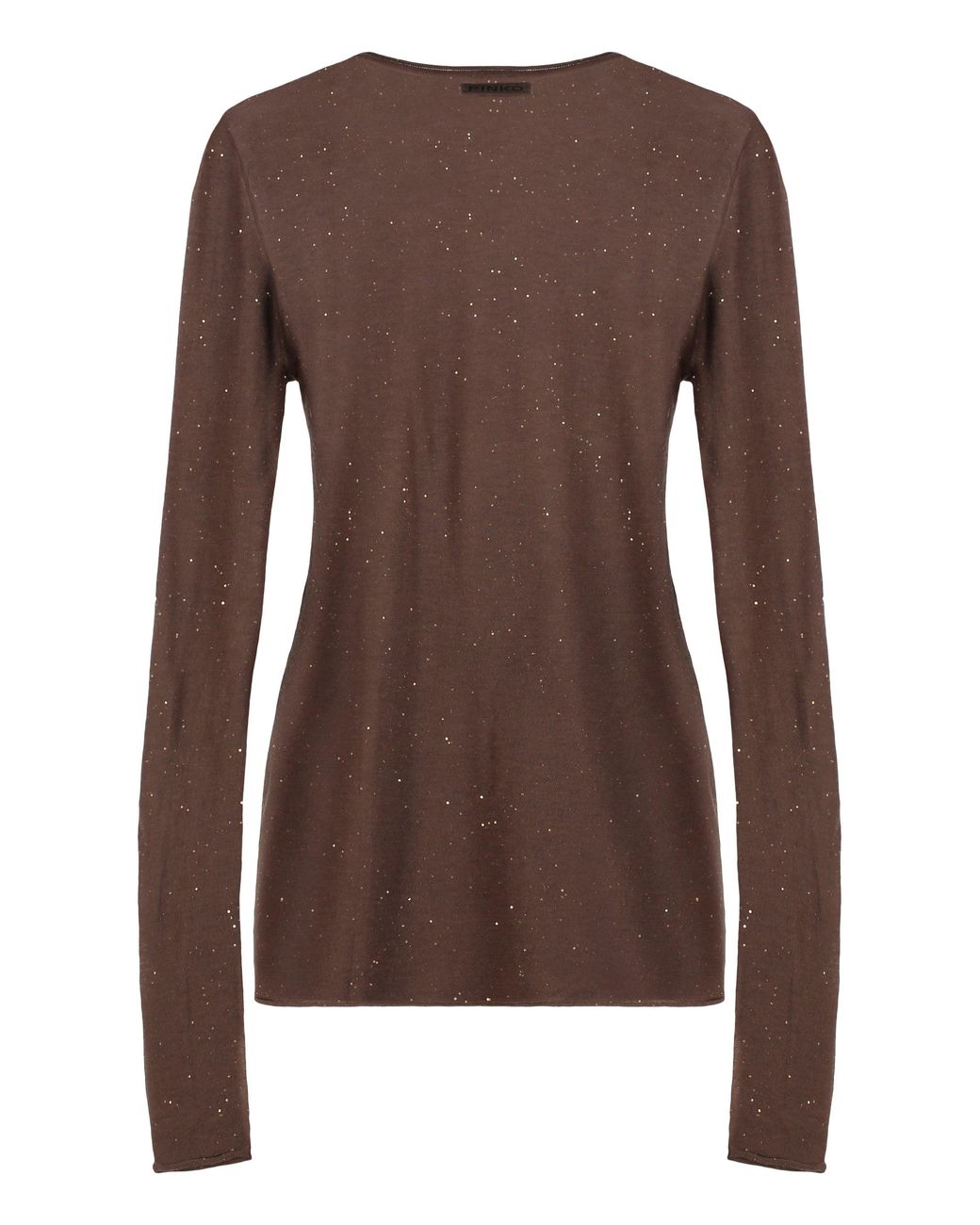 Pinko Brown Sequin Long Sleeve Top Pico Wool Tops