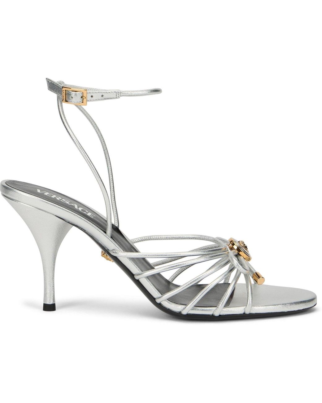 Versace White Opera Bow Metallic Sandals