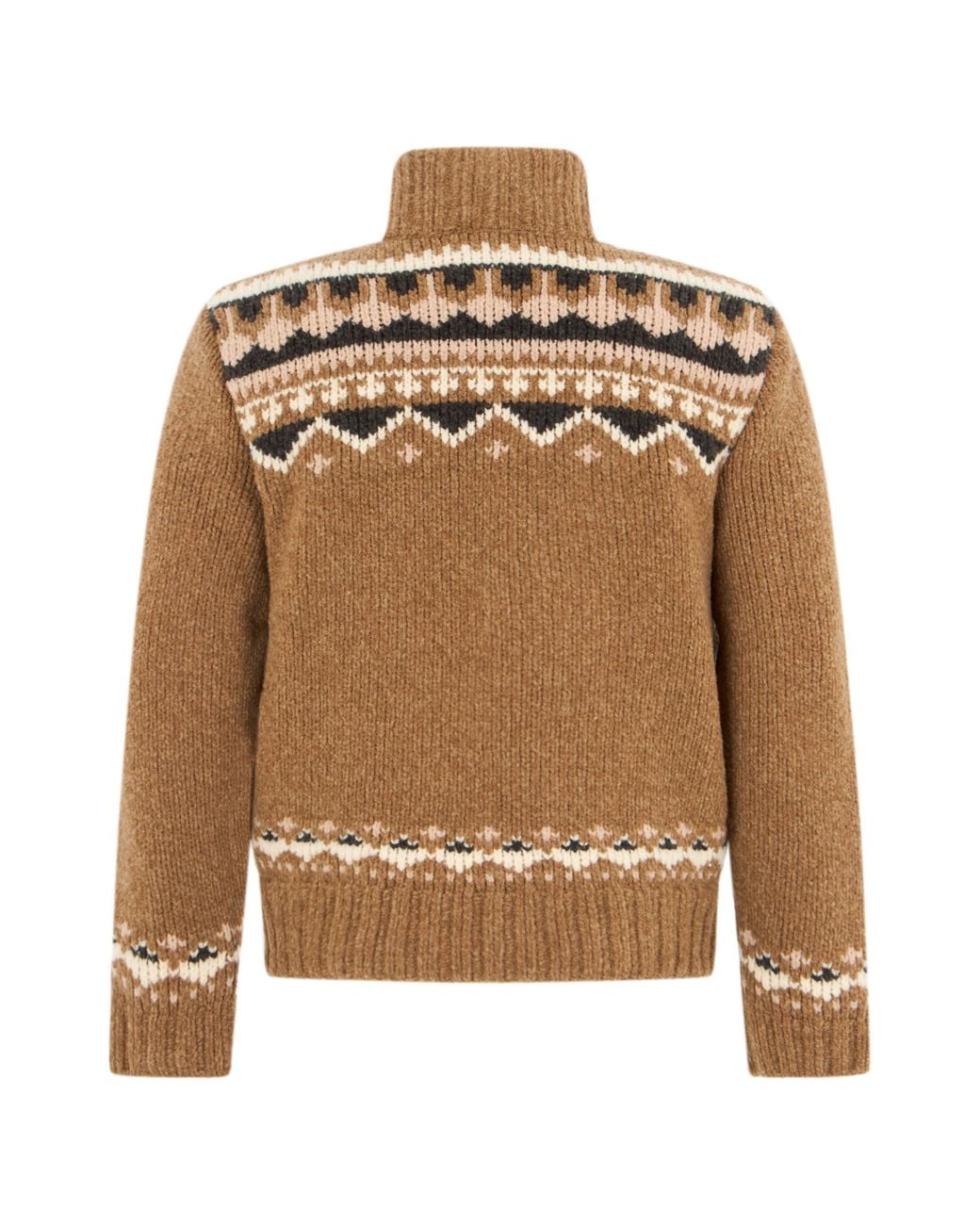 Moncler Brown Wool Sweater With Zip for men