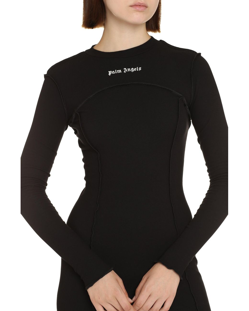 Palm Angels Black Jersey Mini Dress