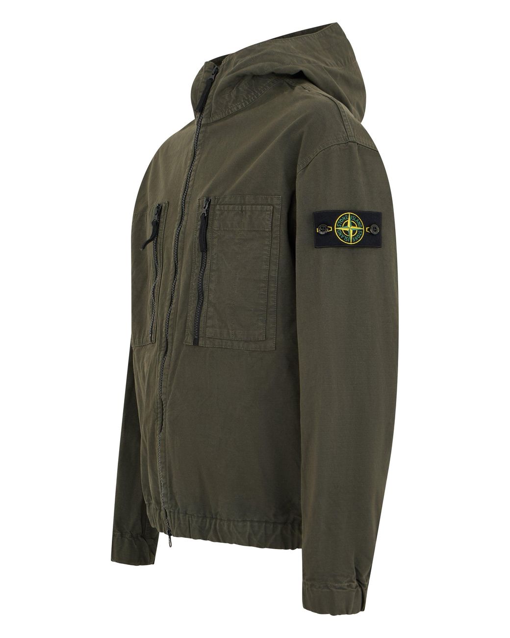 Stone Island Green Hooded Jacket Cotton Bomber for men