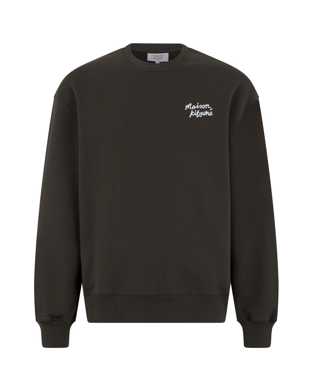 Maison Kitsuné Black Crew Neck Sweater Cotton Sweatshirts for men