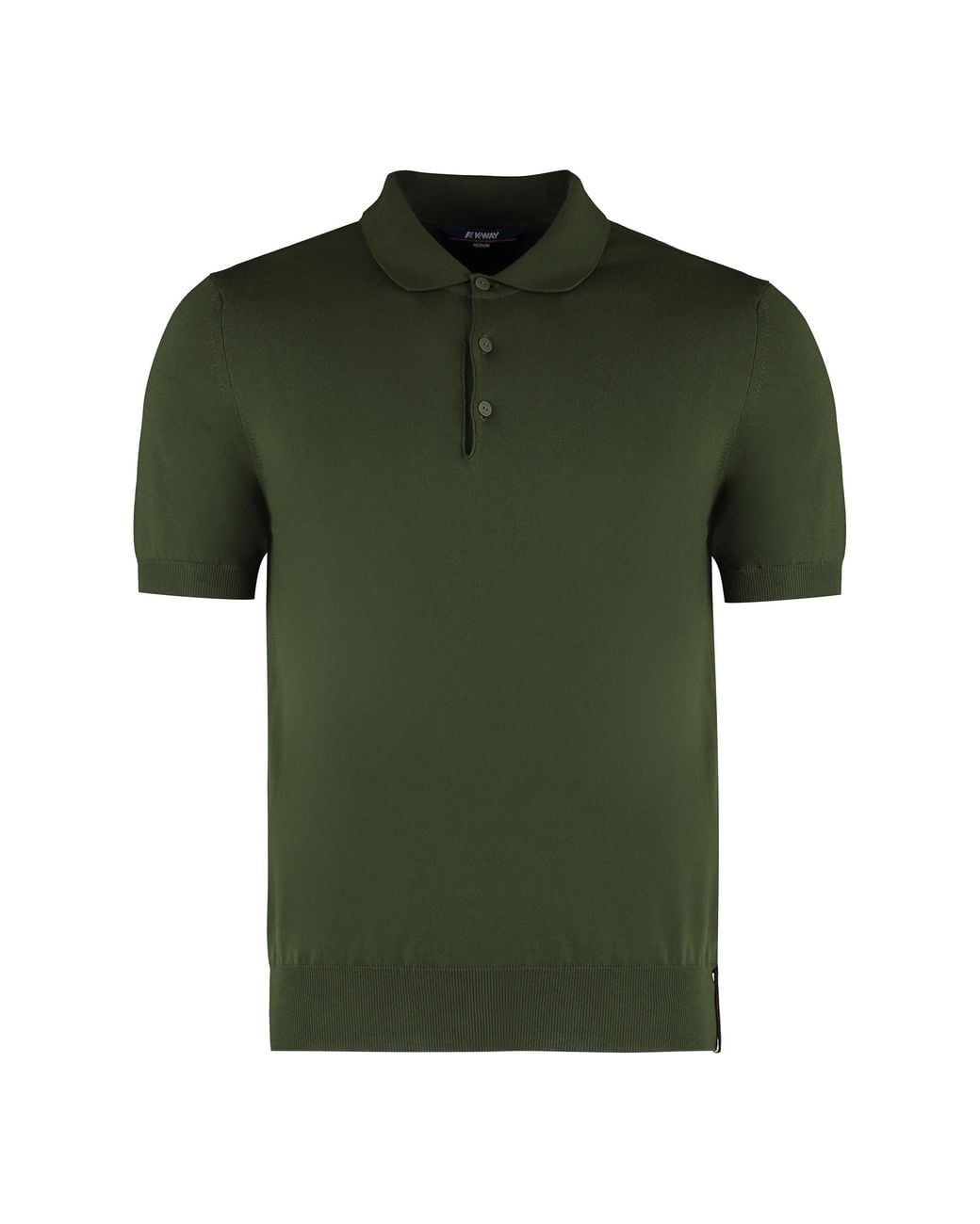 K-Way Green Pleyne Knitted Cotton Polo Shirt for men