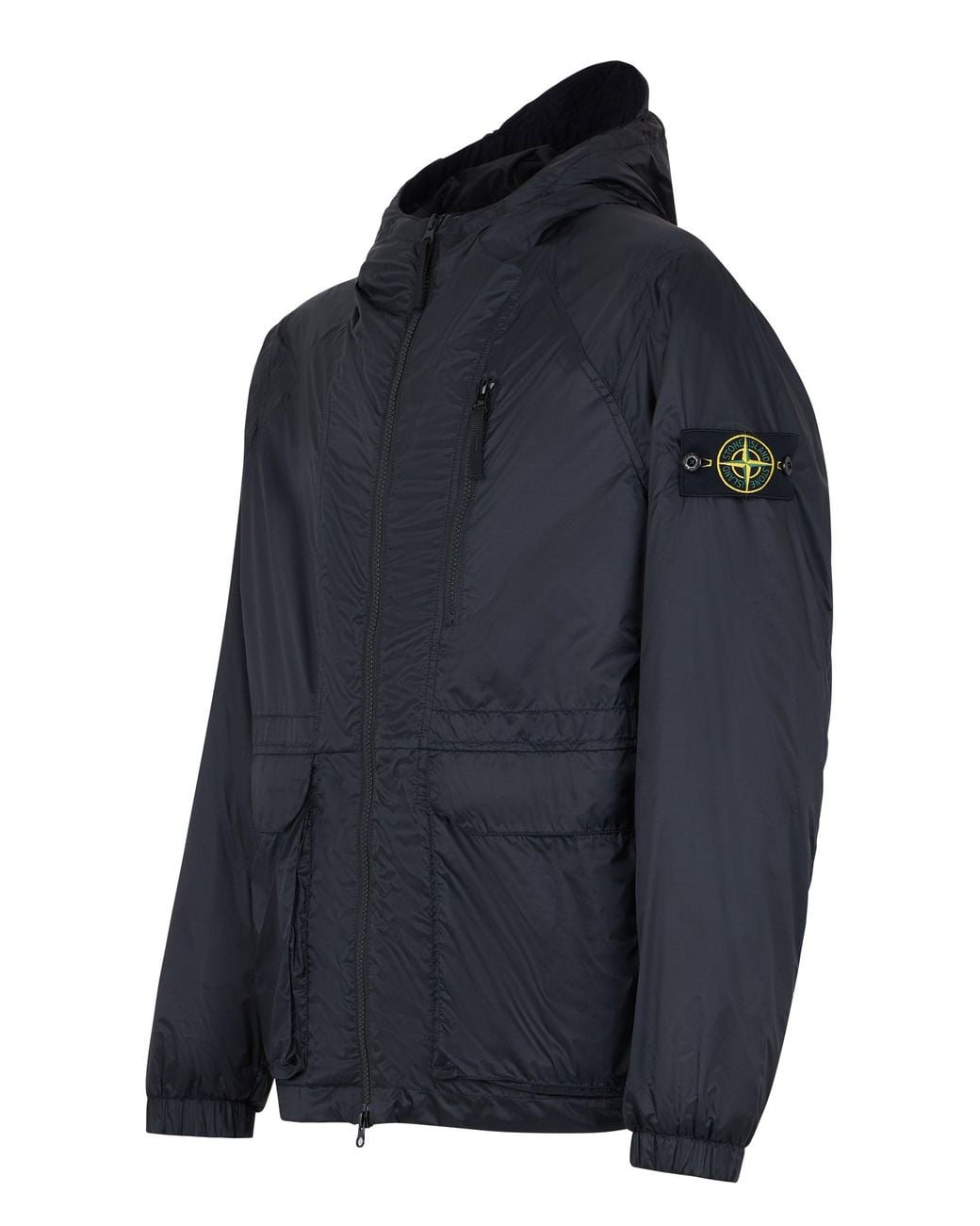 Stone Island Blue Light Jacket With Hood And Practical Pockets for men
