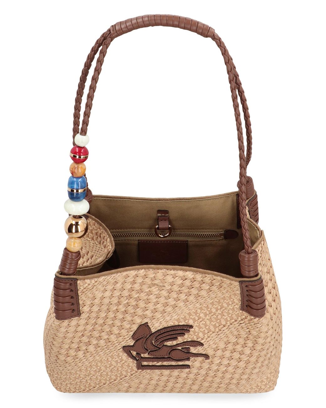 Etro Brown Small Raffia Shopping Bag Libra