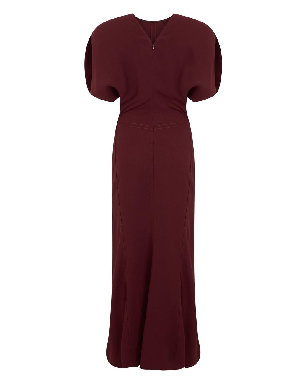 Victoria Beckham Purple Long Dress With Puff Sleeves