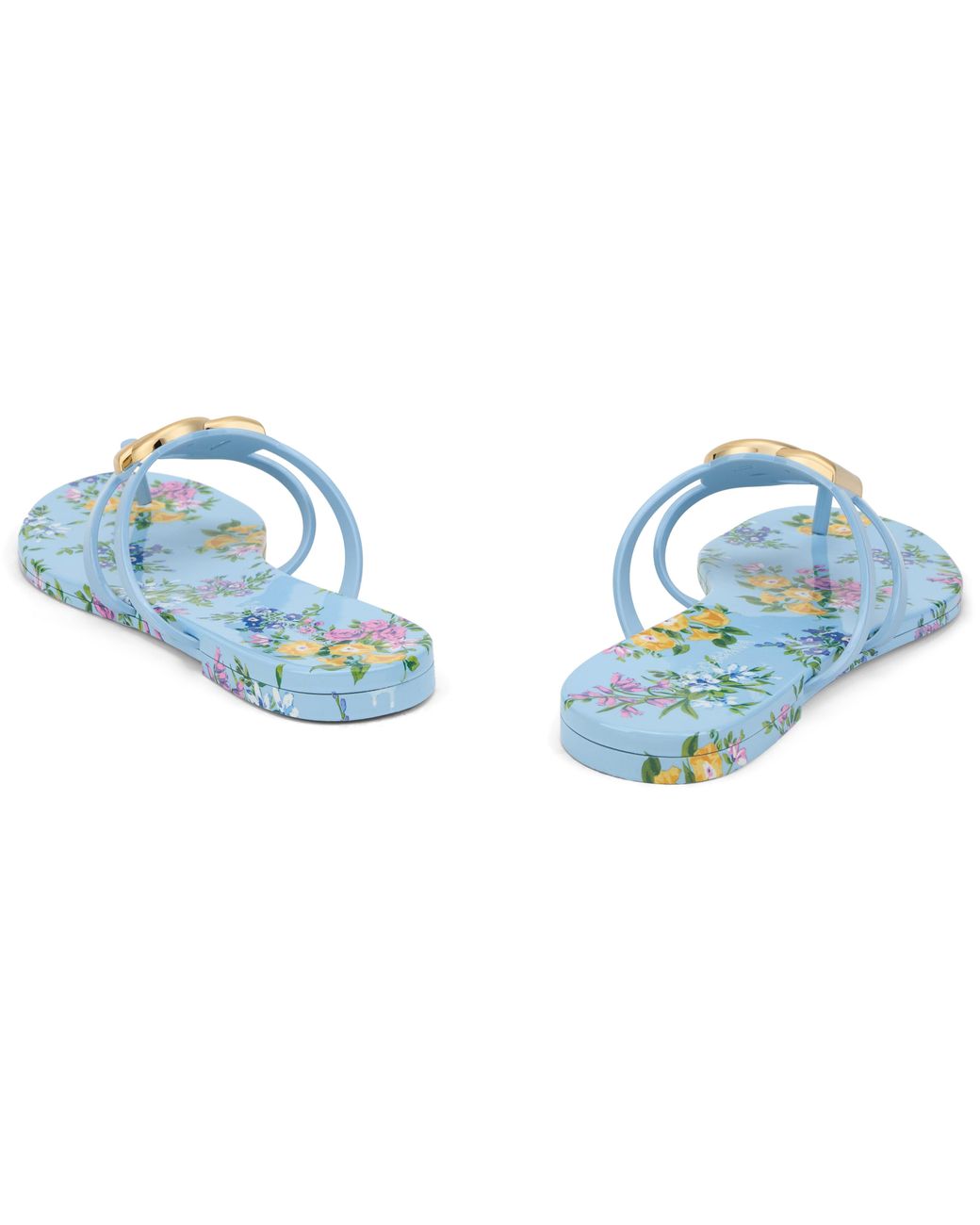 Dolce & Gabbana Blue Slide Floral Beachwear