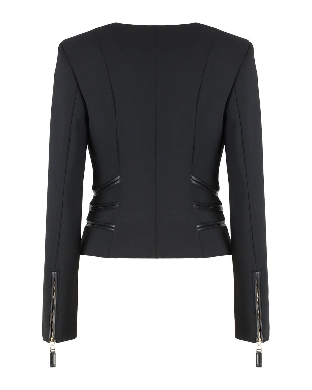 Elisabetta Franchi Black Jacket Double Crêpe With Zip Details Polyester