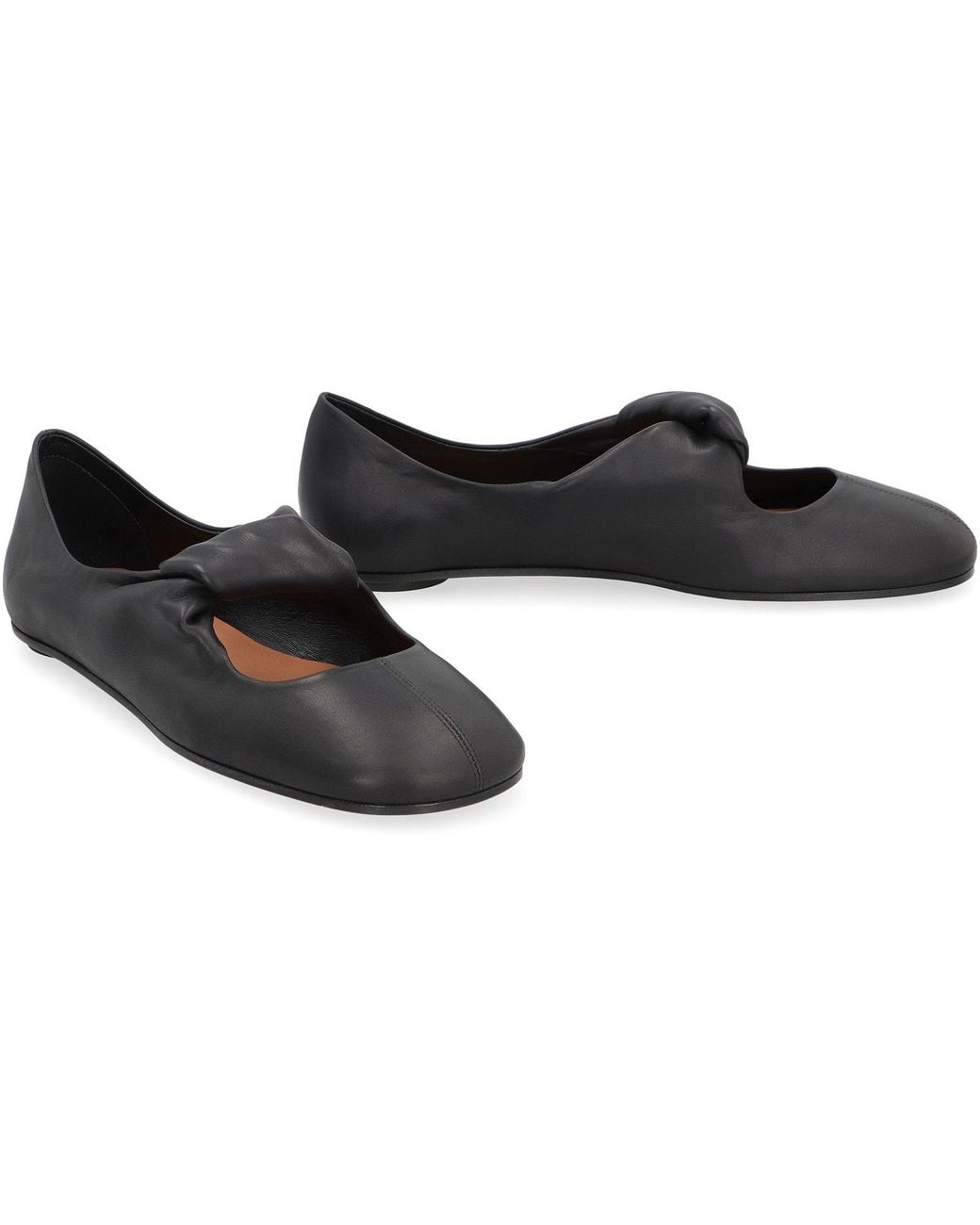 McQueen Black Leather Ballet Flats