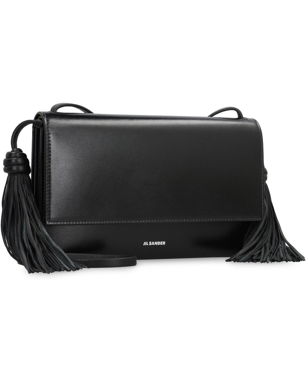 Jil Sander Black Tassel Leather Crossbody Bag