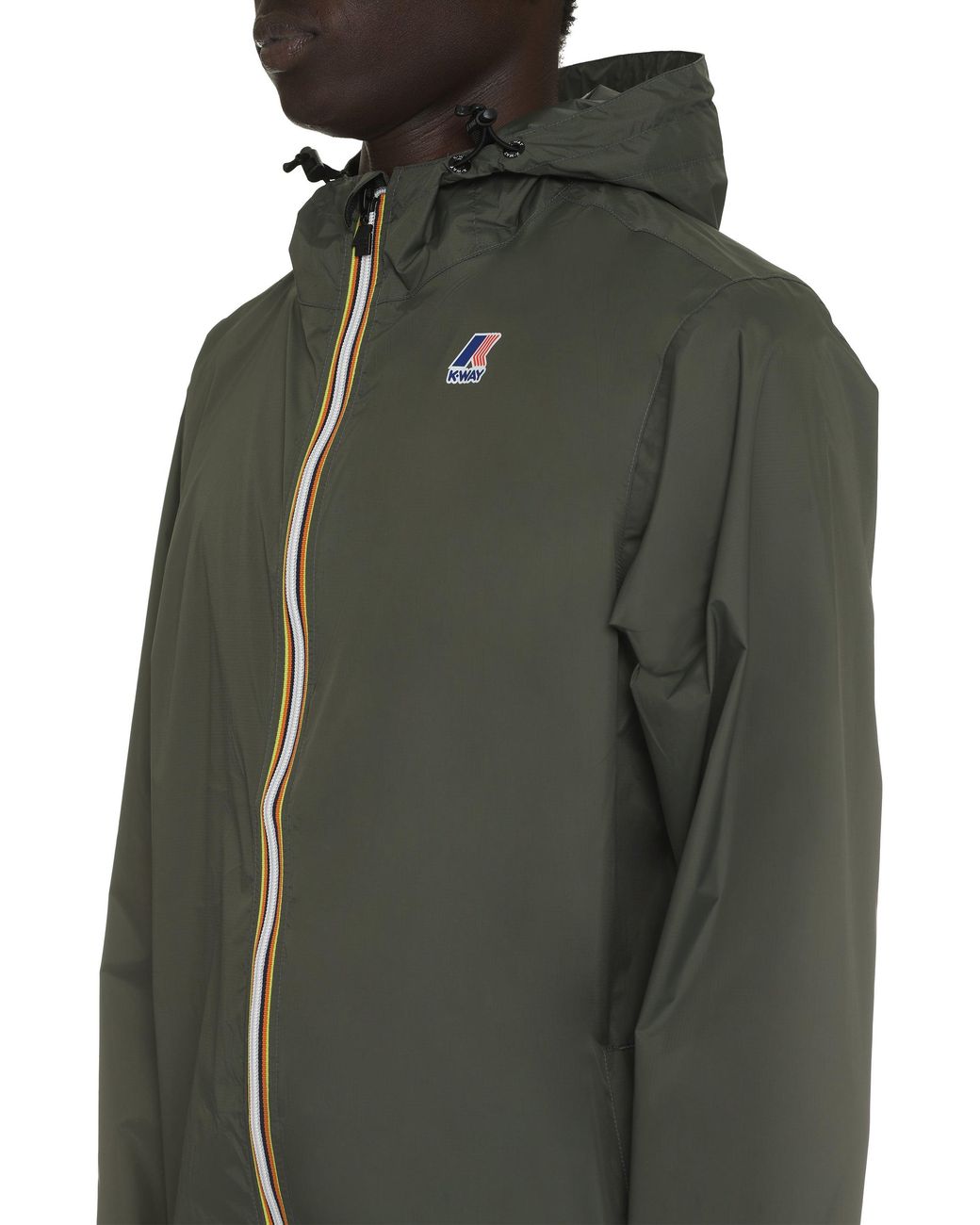 K-Way Green Claude Hooded Nylon Jacket for men