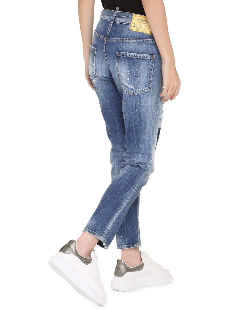 DSquared² Blue Cropped Distressed Denim Jeans For