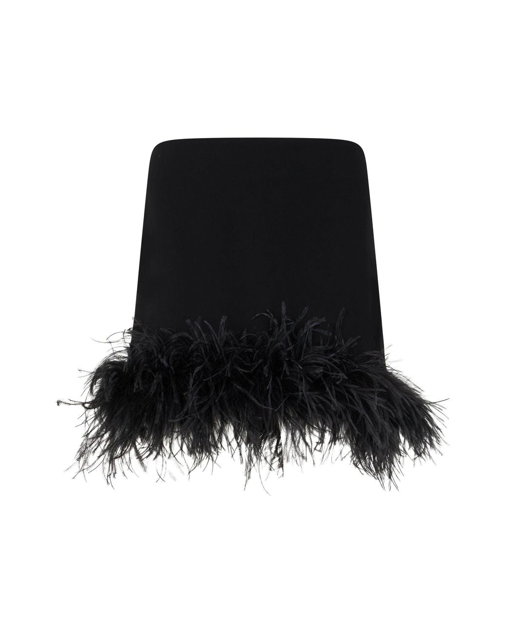 P.A.R.O.S.H. Black Mini Skirt With Feather Trim