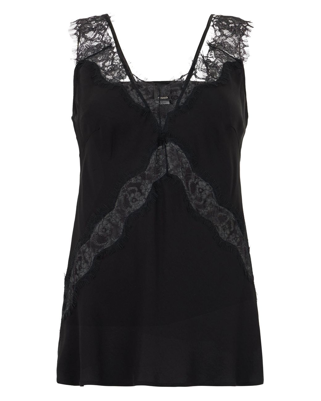 Pinko Black Top With Lace Embroidery