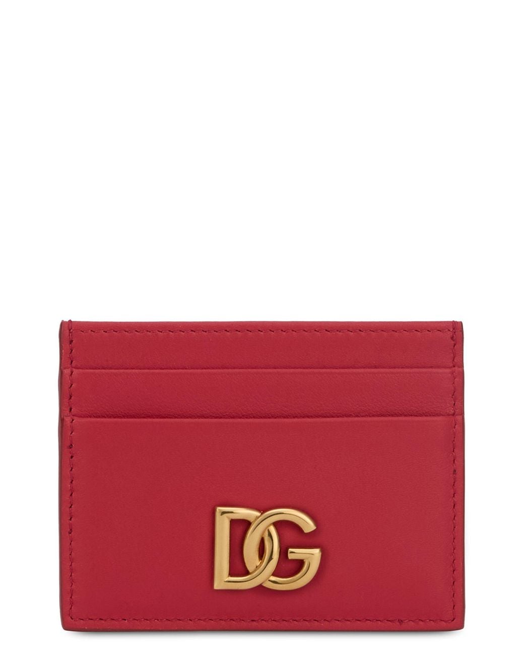 Dolce & Gabbana Red Card Holder Leather Calf Skin Wallets & Purses