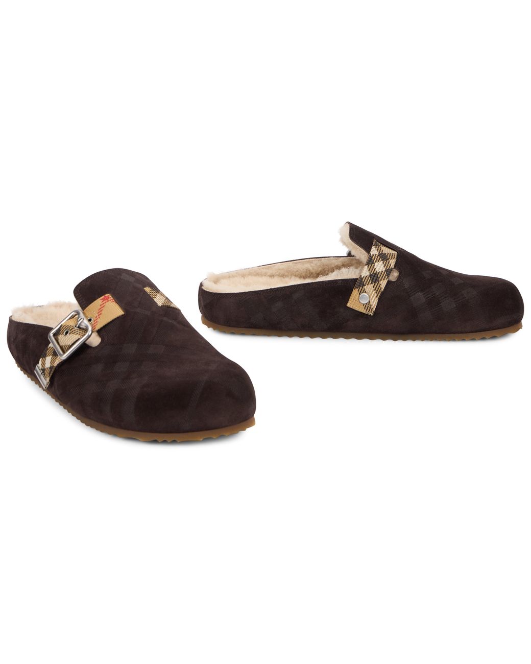 Burberry Brown Mules With Hair Calf Slippers for men