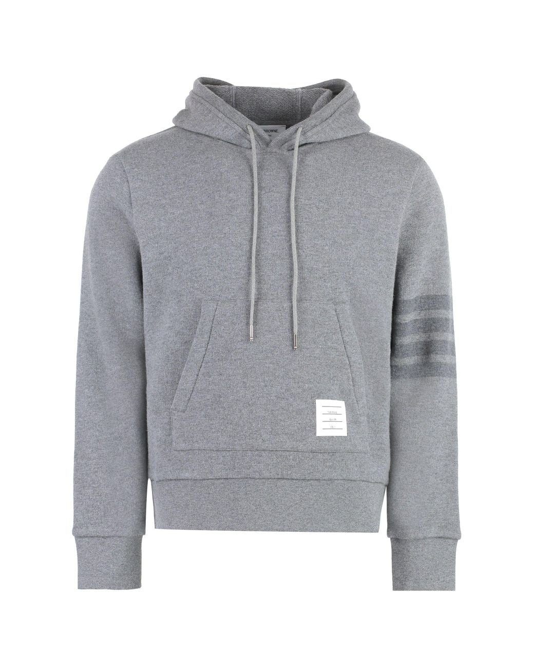 Thom Browne Gray Knitted Hoodie Wool Knitwear for men