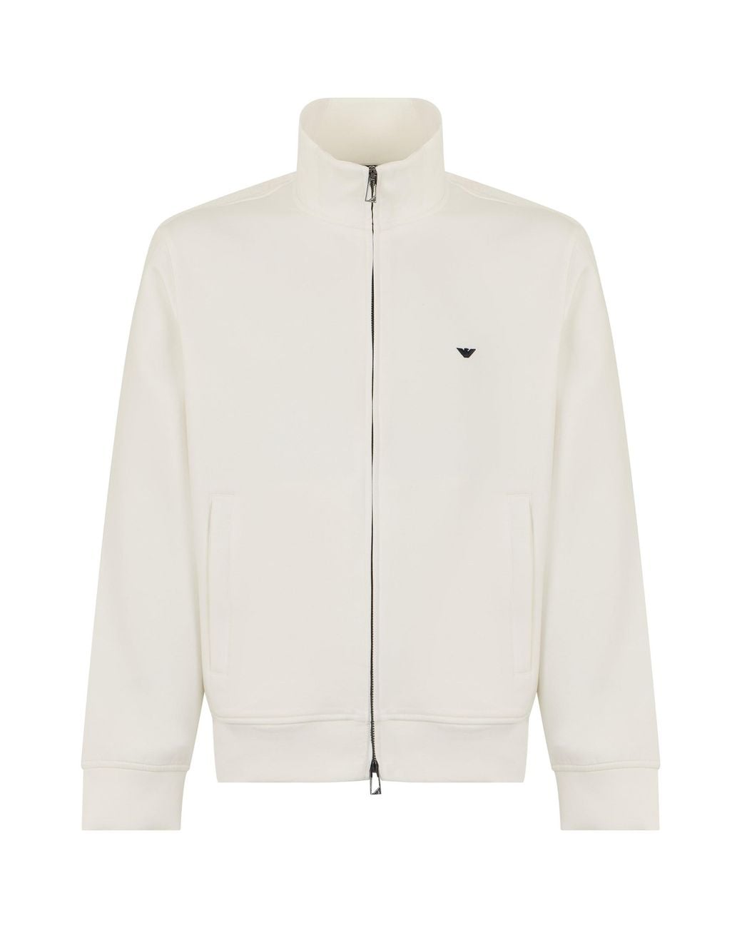 Emporio Armani White Sweatshirt With Front Zip for men